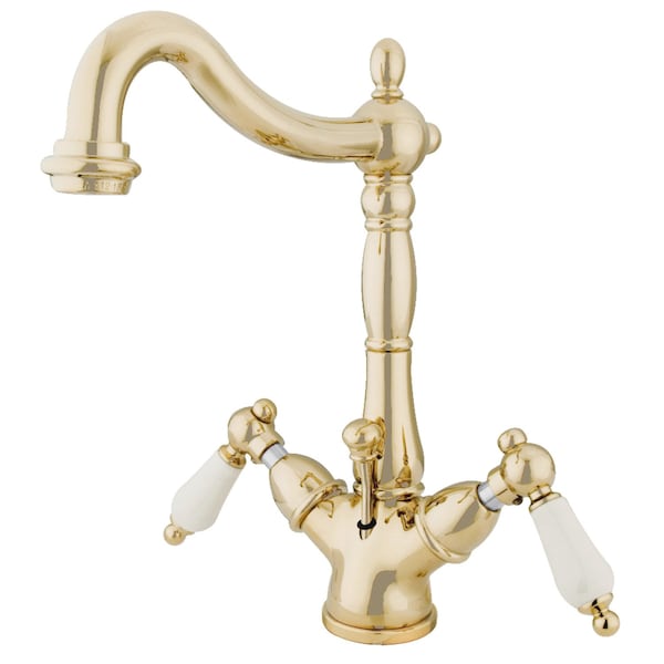 KS1432PL 2-Handle Bathroom Faucet W/Brass Pop-Up & Cover Plate, Brass